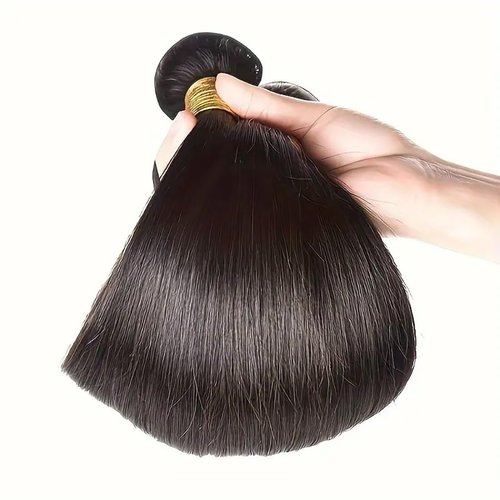 Straight Bundles Human Hair Natural Color 180 Density Unprocessed Brazilian Virgin Human Hair Bundles 12A Grade Double Weft Virgin Hair Extensions 26 Inch