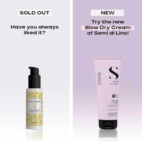 ALFAPARF MILANO Semi Di Lino Blow Dry Cream - Light Hold Styling Cream for All Hair Types - 6.76 fl oz
