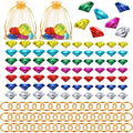 Acrylic Diamond Gems Jewelry Ring Set with Gold Rings & Storage Bag