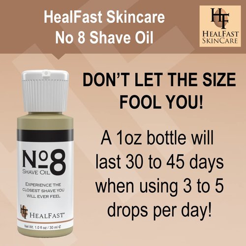 HealFast No. 8 Shave Oil - Premium 1 oz Shaving Oil for Men & Women | Prevents Razor Burn & Ingrown Hairs
