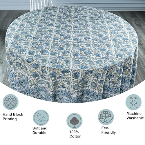 Round Cotton Tablecloth 90 Inch - Green - Perfect for Weddings & Events - Ridhi