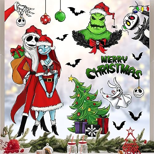 Mfault 121 PCS Merry Christmas Nightmar.e Window Clings - Holiday Decorations