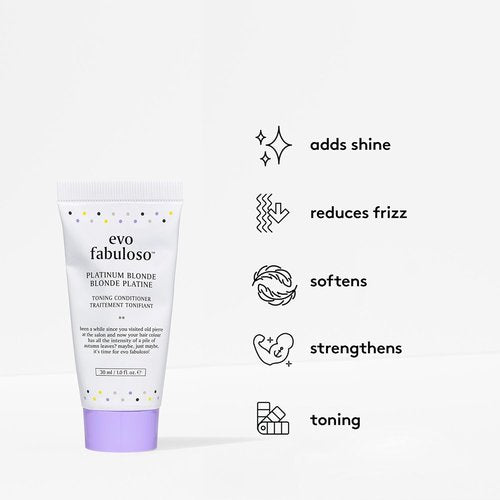 EVO Fabuloso Platinum Toning Conditioner for Blonde Hair - Reduces Brassiness & Adds Shine - 1 fl oz Travel Size