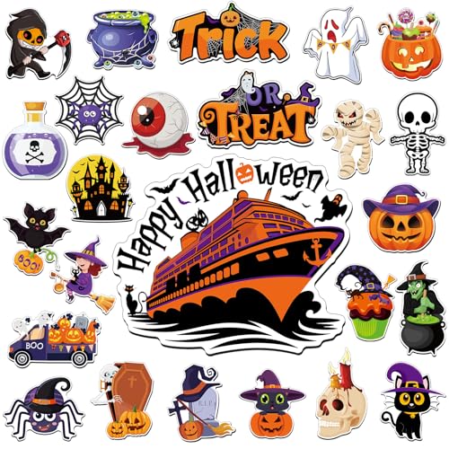 Halloween Cruise Door Magnets Set - 25 Fun Themed Refrigerator & Cabin Decor - Variation: Halloween