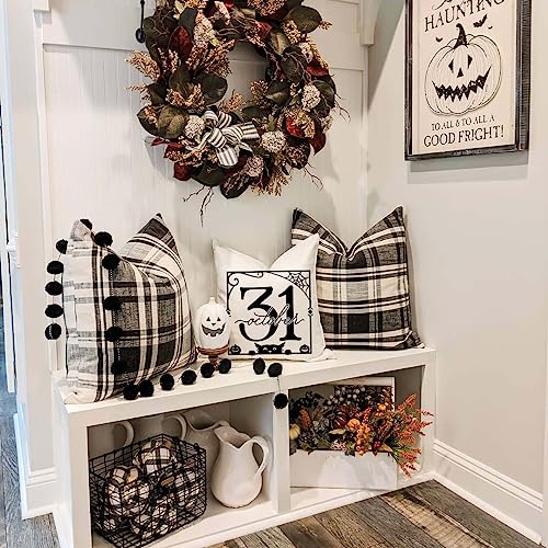Halloween Throw Pillow Covers 18x18 Set of 4 Black Skeleton Bats Ghost Fall Decor