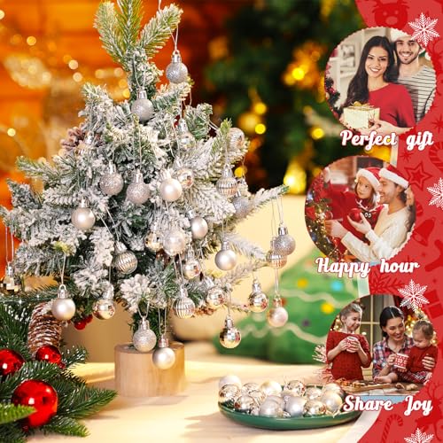 Sumind Silver Christmas Ball Ornaments Set of 48 Mini Holiday Decorations