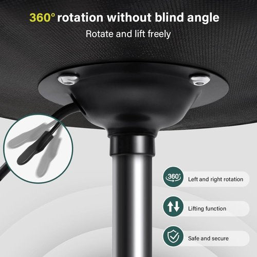 BFTOU PU Leather Swivel Stool with Wheel for Salon Work Home SPA Shop Height-Adjustable and Cost-Effective Rolling Stool Chair Small (Black)