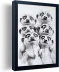 14 Inch Black and White Raccoon Group Photo Frame Wall Art - Bathroom & Kids Room Decor