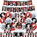Halloween & Horror Movie Birthday Party Supplies Set with Banner, Cake Toppers & Balloons