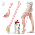 GEENOA New Foot Brush with Extra-Long Handle, 3-in-1 Foot Scrubber for Wet or Dry Brushing, Adjustable 10.2’’- 27.5’’Foot Scrub Brush for Senior, Pregnant, Disabled, or Injured, Gift-Box Packed(Pink)