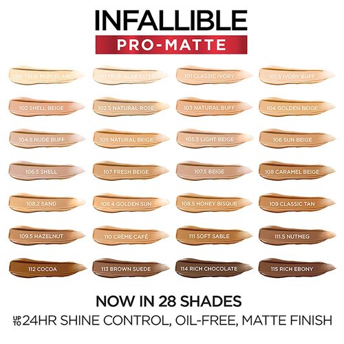 L'Oreal Paris Cosmetics Makeup Infallible Pro-Matte Liquid Longwear Foundation, Sand, 1 fl oz (Pack of 2)