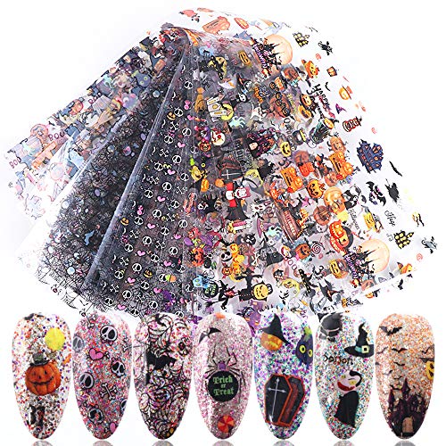 Halloween Nail Foil Set 10 Pcs Fall Nail Art Decals Transfer Stickers