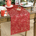 Red Dutch Fleece Table Runner 13x90 Inch Holiday Dining Decor Glitter Metallic Foil