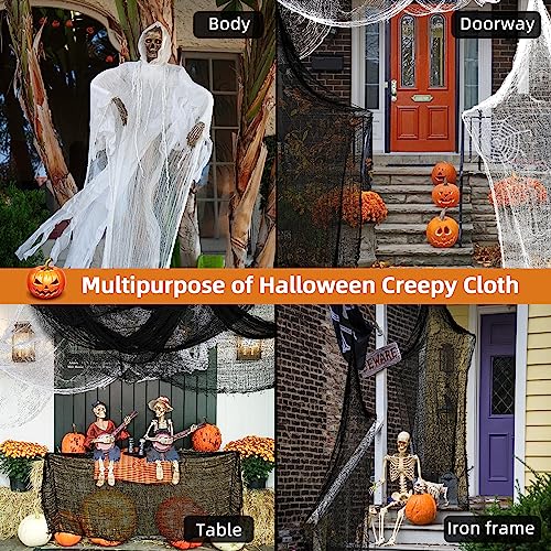 Creepy Cloth Halloween Decoration Set - 6 Pieces 30x72in Black & White Gauze