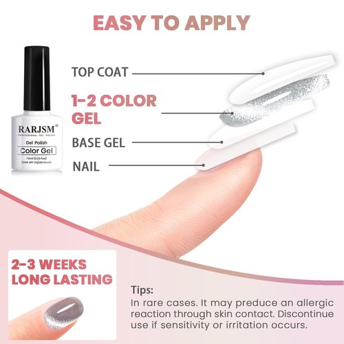 RARJSM Cat Eye Gel Nail Polish Set 6 Pcs Magnetic Sparkle Diamond Glitter Nude Pink Light Purple Red Silver Sheer Pink Velvet Ice Jelly Gel Polish with Magnet Stick UV LED Curing Requires Soak Off