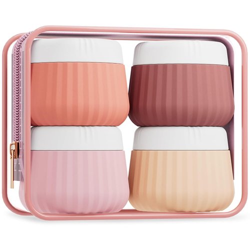 Mrsdry Travel Containers - TSA Approved Silicone Toiletry Jars | 4 Pack with Clear Bag, Leak Proof
