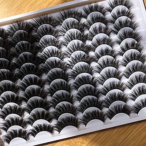 False Eyelashes Pack 30 Pairs - 6 Styles 10-20mm Dramatic Faux Mink Thick Lashes