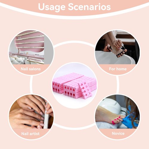 100PCS Sponge Toe Separators for Pedicure, Soft Toe Spreader Nail Art Finger Separator Divider Spacer Manicure Pedicure Tool for Nail Polish Salon Supplies (Pink)