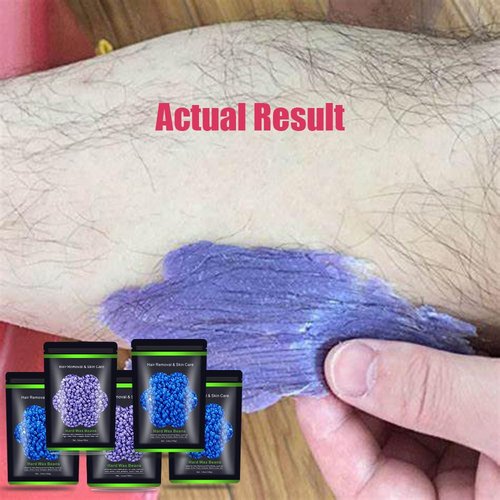Auperwel Wax Beads for Hair Removal 1.1 lb (17.6 oz), Hard Wax Waxing Beads Kit for Sensitive Skin Brazilian, Face, Bikini, Eyebrow, Legs, Painless for Women Men, 5 packs with 10 Sticks