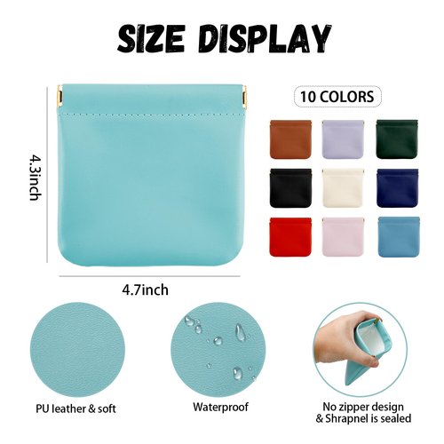 LINKIM BOLLY 10 Pcs Small Pocket Makeup Bag Portable Mini Pouch No Zipper Self-closing Waterproof Pocket Pu Leather Cosmetic Bag for Jewelry Lipsticks Daily Saving Women & Girl Gift (4.4 * 4.5inches)