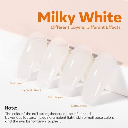 Modelones Nail Strengthener - Milky White Nail Polish for Damaged Nails | 15ml Natural Nail Repair