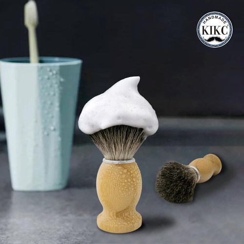 KIKC Pure Badger Shaving Brush - Handcrafted Bamboo Handle for Comfortable Wet Shaving | Perfect Gift for Bearded Men