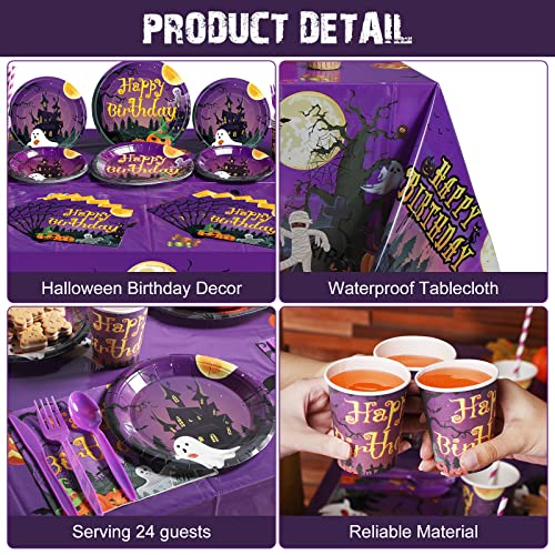 Halloween Party Supplies Set 277 Pieces - Decorations, Balloons, Tableware, Backdrop