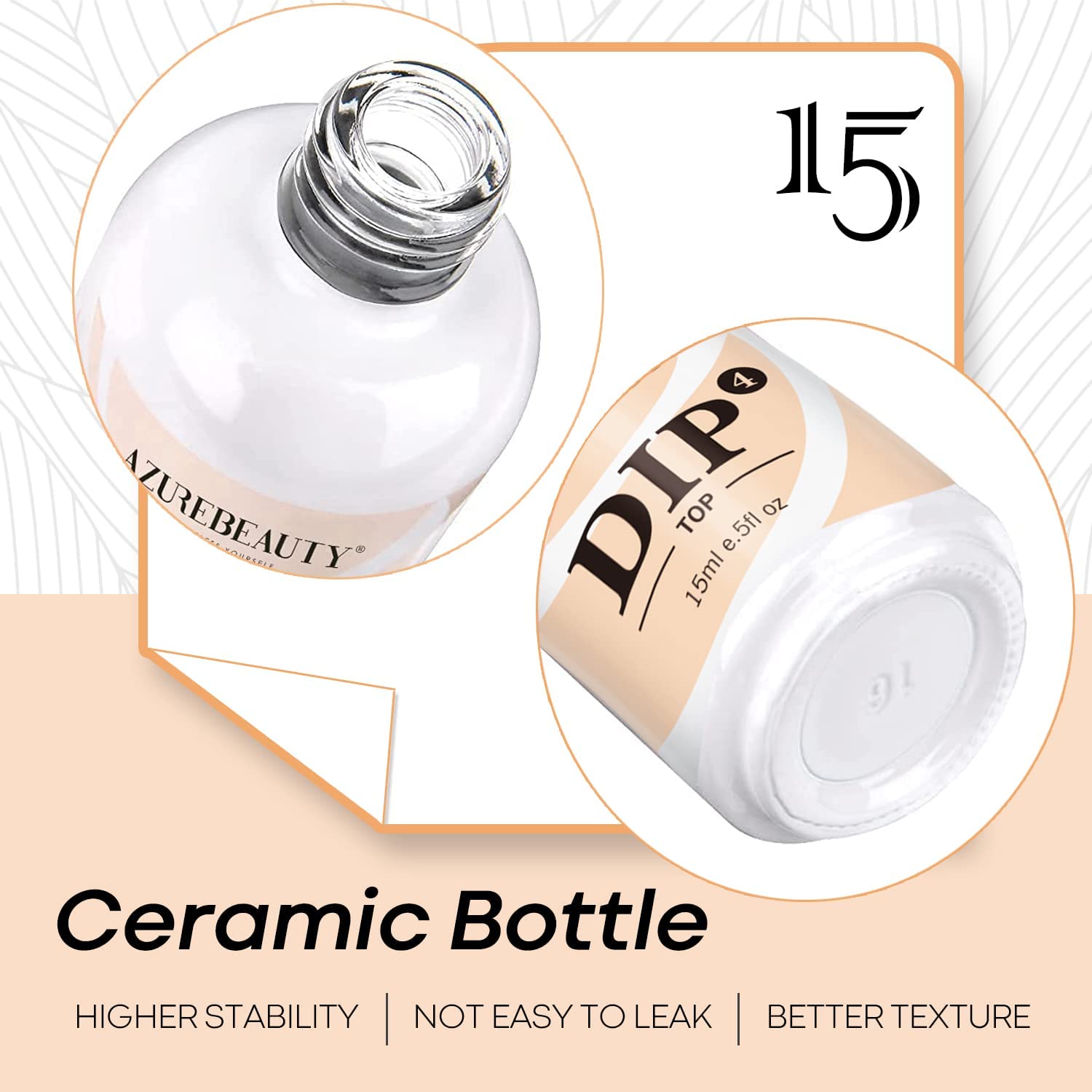 AZUREBEAUTY Dip Powder Top Coat - 15 ml for Perfect French Nails | Ideal for DIY Salon Manicure