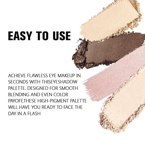Kaely Powder Eyeshadow Quad - Natural Nude Shimmer Palette for Mature Skin | Pigmented & Waterproof