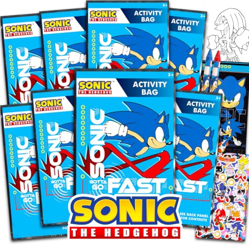 Sonic the Hedgehog Party Favors Bundle - 8 Mini Activity Packs for Kids