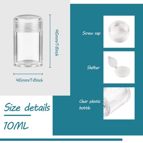 BOSMIOW 12 Pcs 10ml Loose Powder Jar Empty Plastic Loose Powder Container Refillable Powder Bottle Box Cosmetic Jar Container With Sifter