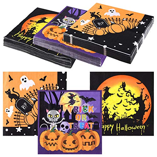 Halloween Party Napkins - 60 Pack 13x13 Inch Disposable Paper Cocktail Napkins
