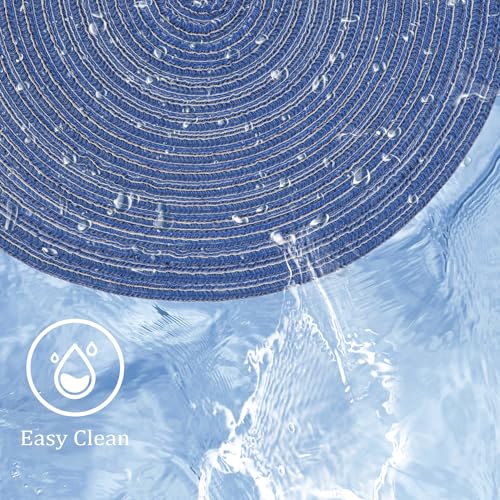 Round Braided Placemats Set of 6 - Durable Table Decor for Indoor & Outdoor