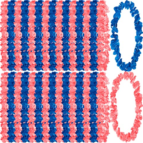 60 Pcs Pink Blue Flower Leis for Gender Reveal & Party Decor