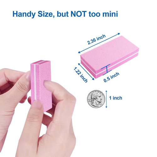 Nail Buffers (60 Pack), Buffer Block Nail File for Acrylic Nails and Natural Nails, 100/180 Grit Small Nail Buffer Block Bulk Buffing Blocks for Nail Buff Professional Manicure File Blocks Set Pink