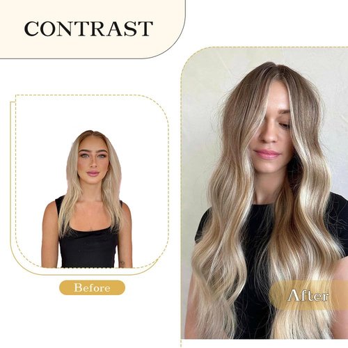 Halo Hair Extensions Real Human Hair -Light Blonde Golden Blond Real Human Hair, Halo Extensions Human Hair 12inch 70g