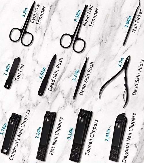 MINKINH Manicure Set Professional Nail Clipper Kit-26 Pieces Stainless Steel Manicure Kit,Nail Care Tools with Luxurious Travel Case (Brown)
