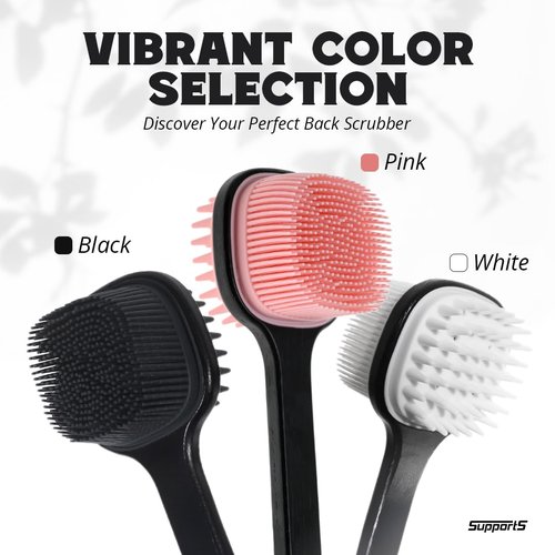 Silicone Body Scrubber for All Skin Types Dual Sided Silicone Brush for Full Body Deep Cleansing and Exfoliation, Ergonomic White Back Scrubber