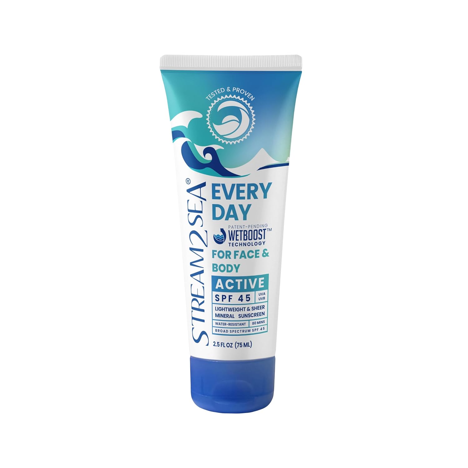 Stream2Sea SPF 45 Mineral Sunscreen - Biodegradable & Reef Safe | 2.5 Fl Oz Non-Greasy Protection for Face & Body
