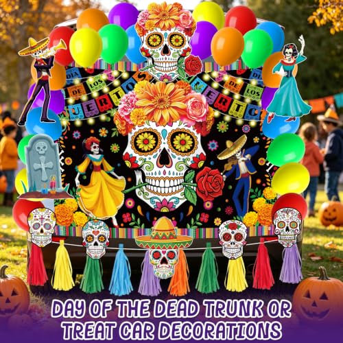 Día De Los Muertos Trunk or Treat Car Decoration Kit Halloween Fiesta Party Supplies