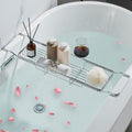 GIYDNEI Stainless Steel Bathtub Caddy Tray, Expandable Bath Tub Table, Adjustable Bathroom Tray, Bath Organizer Tub Shelf,Silver,26.8~35.4in