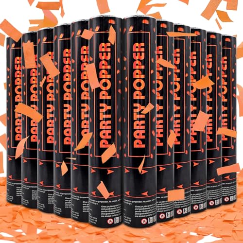 Orange Confetti Poppers 12 Pack - 12 Inch Party Cannon for Halloween & Celebrations