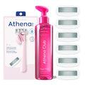 Athena Club Women’s Razor Shave Kit, 5-Blade Cartridge Razor for Sensitive Skin, Serum-Infused Blades with Shea Butter and Hyaluronic Acid, Includes Handle, 6 Refills, Shower Hook, and Shave Oil