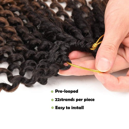 Passion Twist Hair 22 Inch Long Water Wave Ombre Passion Twist Crochet Hair For Women Curly Braiding Hair Long Spring Twist Hair Synthetic Hair Extension 7 Packs (22inch, Ombre brown blonde)