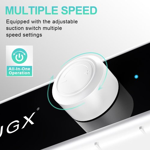 L'UGX Rechargeable Nail Dust Collector with 2 Reusable Filter, Professional Nail Vacuum Dust Collector Nail Tech Fan Extractor Powerful Suction Machine, Perfect for Home Salon Use