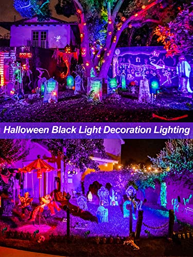 15W LED Black Light Spotlight for Glow Parties & Outdoor Decor - Waterproof 2 Pack