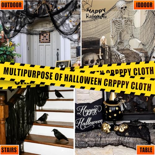 80x400 Inch Large Black Creepy Cloth Halloween Decorations - Pack of 1