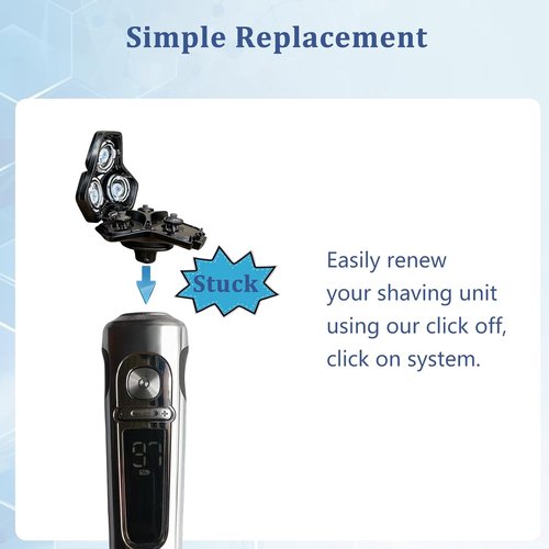 Philips Norelco SH71 Complete Shaver Head Replacement - Full Rotary Unit with 15 Precision Blades & Metal Holder (Blue)