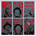 Auzesto Scary Halloween Window Clings Set - Bloody Handprints, Footprints & Ghosts, Waterproof, Retro Style, 9 Sheets