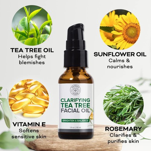 Skiennix Tea Tree Facial Oil - Targets Acne & Uneven Skin Tone | Antioxidant-Rich Beauty Oil, 1 oz